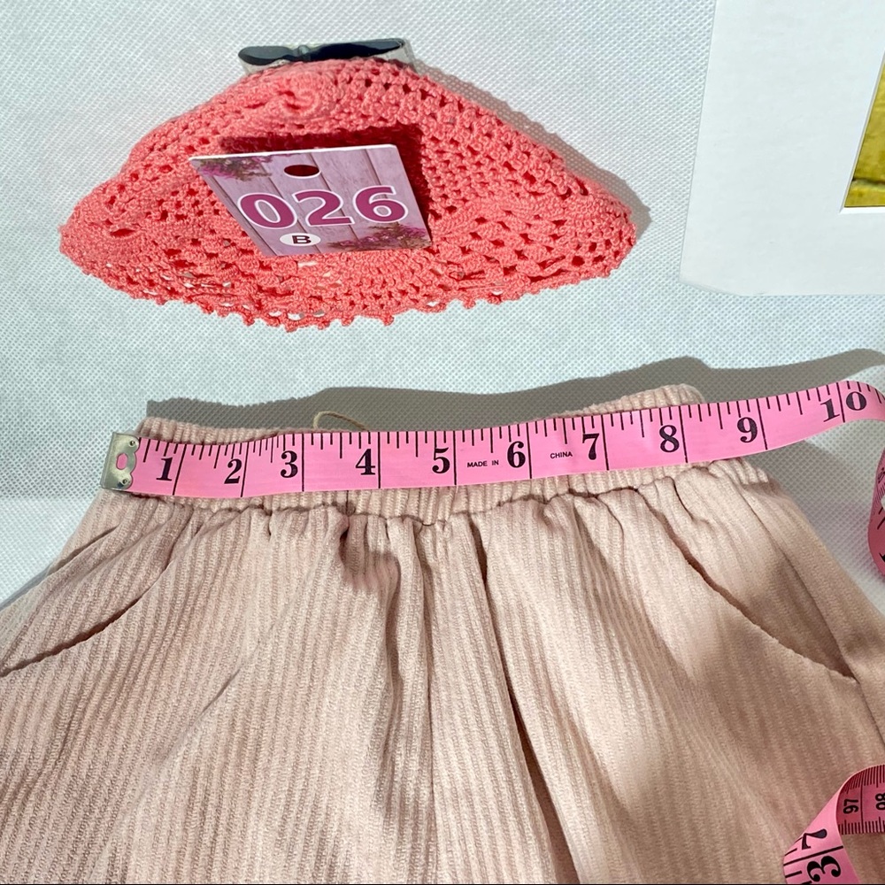 Xizi Kids NWT Soft Pale Pink Lined Corduroy Pants with Pom-pom Ties - Picture 15 of 15